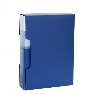 得力资料册5006 A4文件夹插页袋 档案册 经济型塑料资料盒 蓝色80页 插页资料册 单只装