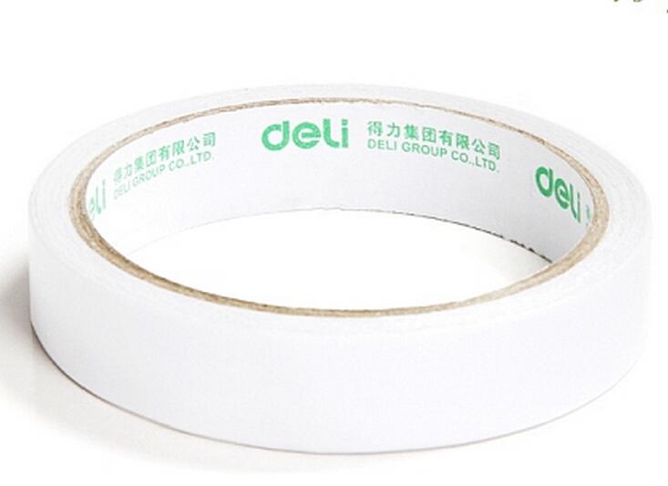 c得力30402棉纸双面胶 18mmx91.4m棉纸胶带 手工胶带 单只装