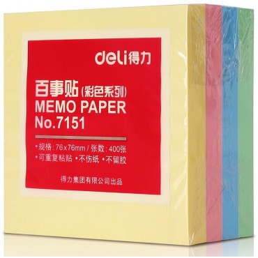 <strong style="color:red;">得力</strong>7151 百事贴 76ｘ76mm/100张 彩色 便利贴 便签贴 N次贴 告示贴 不干...