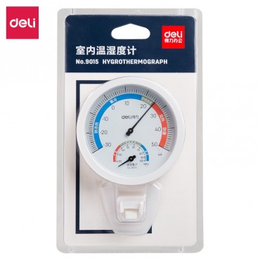 <strong style="color:red;">得力</strong>(deli)温湿度计 可立放可悬挂 办公用品 9015 小号 黑白两色